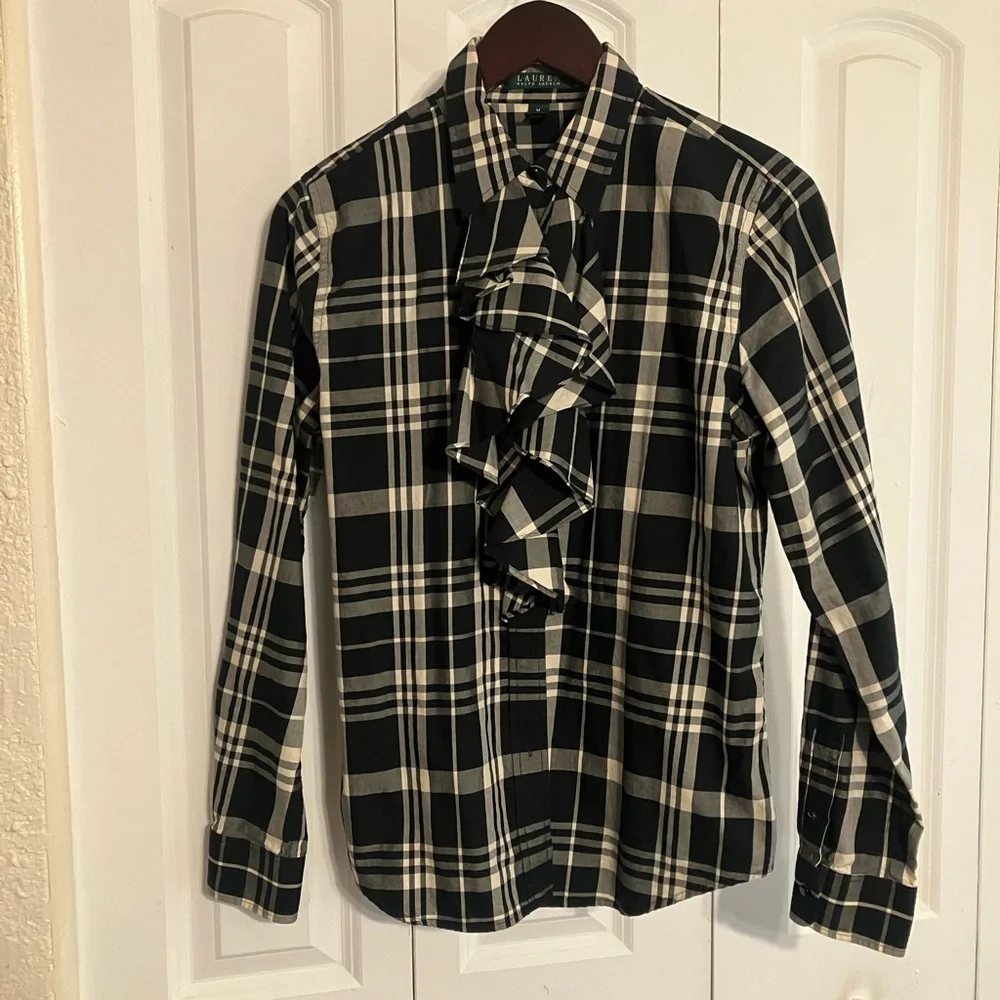 Ralph Lauren plaid women’s Shirt with ruffles - Picture 3 of 8